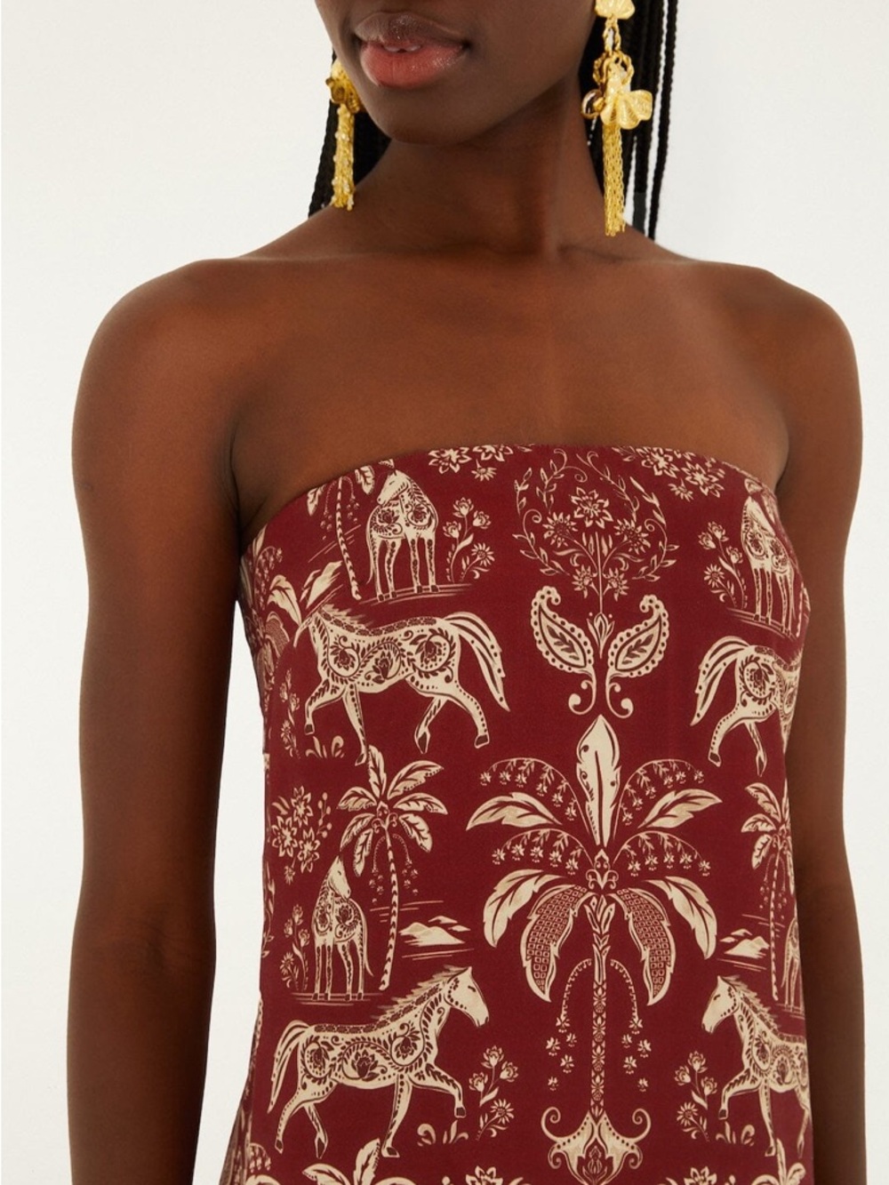 FARM Rio Haras Printed Tiered Maxi Dress Size Medium NWT Red Off-White - Picture 16 of 16